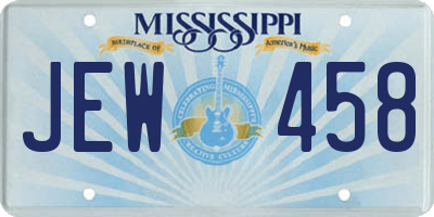 MS license plate JEW458