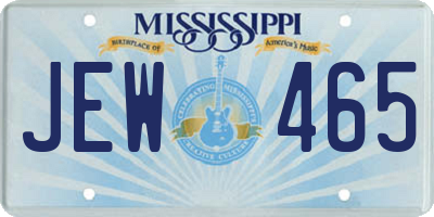 MS license plate JEW465