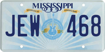 MS license plate JEW468