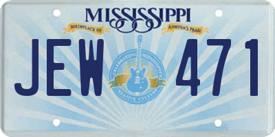 MS license plate JEW471