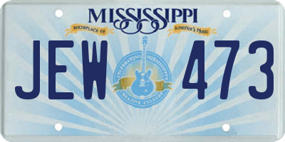 MS license plate JEW473