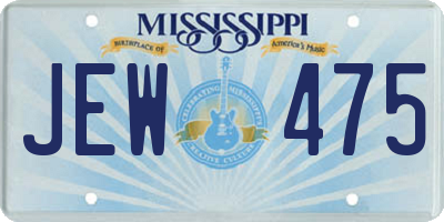 MS license plate JEW475
