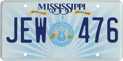 MS license plate JEW476