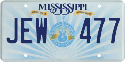 MS license plate JEW477