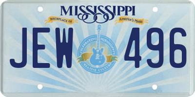 MS license plate JEW496