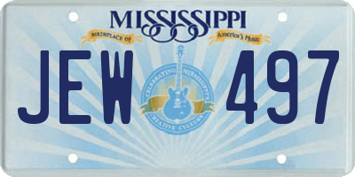 MS license plate JEW497