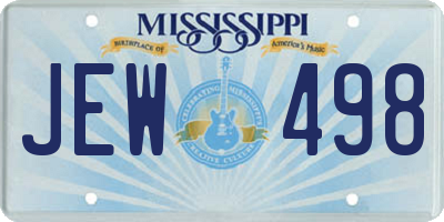 MS license plate JEW498