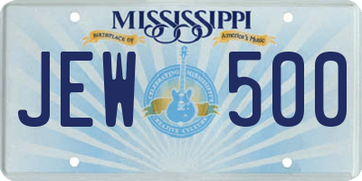 MS license plate JEW500