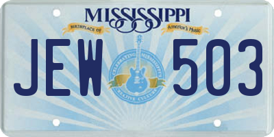 MS license plate JEW503