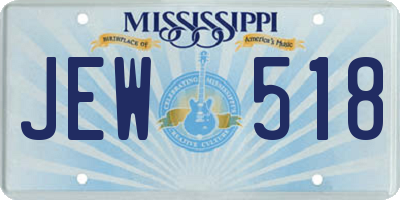 MS license plate JEW518