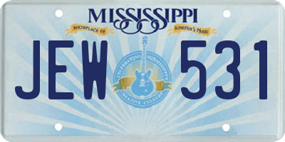 MS license plate JEW531