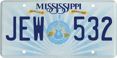 MS license plate JEW532