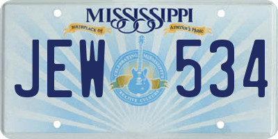 MS license plate JEW534