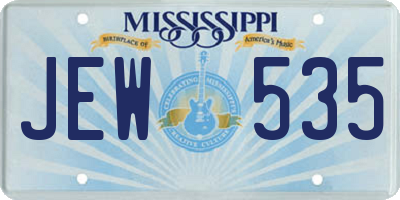 MS license plate JEW535
