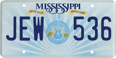 MS license plate JEW536