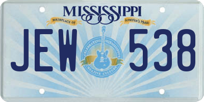 MS license plate JEW538