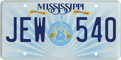 MS license plate JEW540