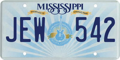 MS license plate JEW542
