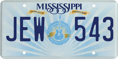 MS license plate JEW543