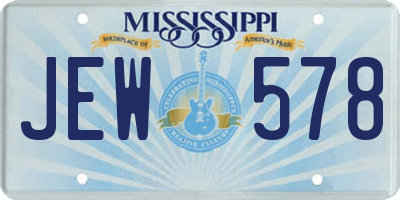 MS license plate JEW578