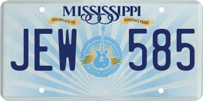 MS license plate JEW585