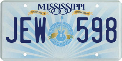 MS license plate JEW598