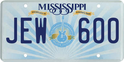 MS license plate JEW600