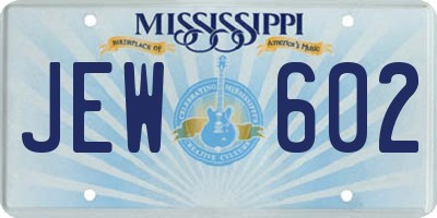 MS license plate JEW602