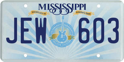 MS license plate JEW603