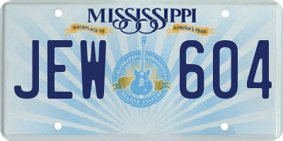 MS license plate JEW604