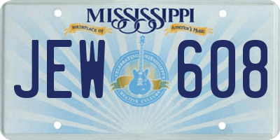 MS license plate JEW608