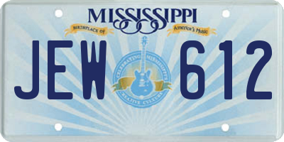 MS license plate JEW612