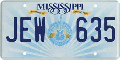 MS license plate JEW635