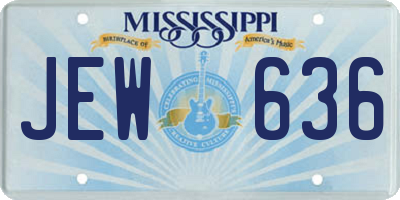 MS license plate JEW636