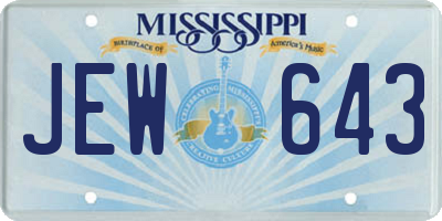 MS license plate JEW643