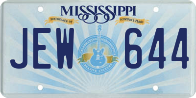 MS license plate JEW644