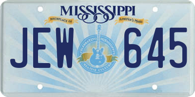 MS license plate JEW645