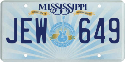 MS license plate JEW649