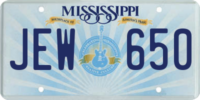 MS license plate JEW650