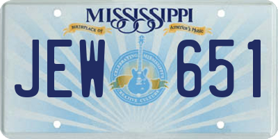 MS license plate JEW651