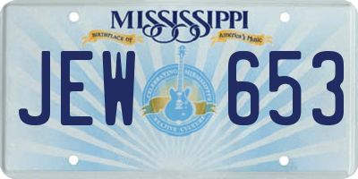MS license plate JEW653