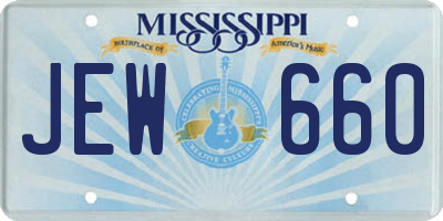 MS license plate JEW660