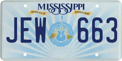 MS license plate JEW663
