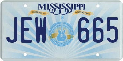MS license plate JEW665