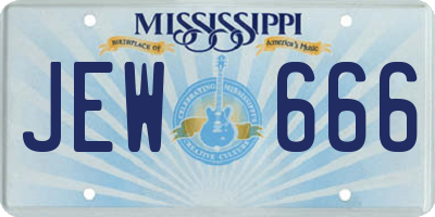 MS license plate JEW666