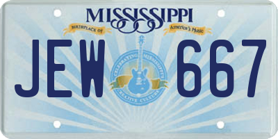 MS license plate JEW667