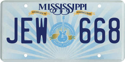 MS license plate JEW668
