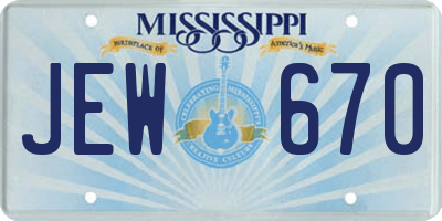 MS license plate JEW670