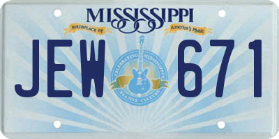 MS license plate JEW671