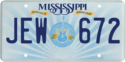 MS license plate JEW672